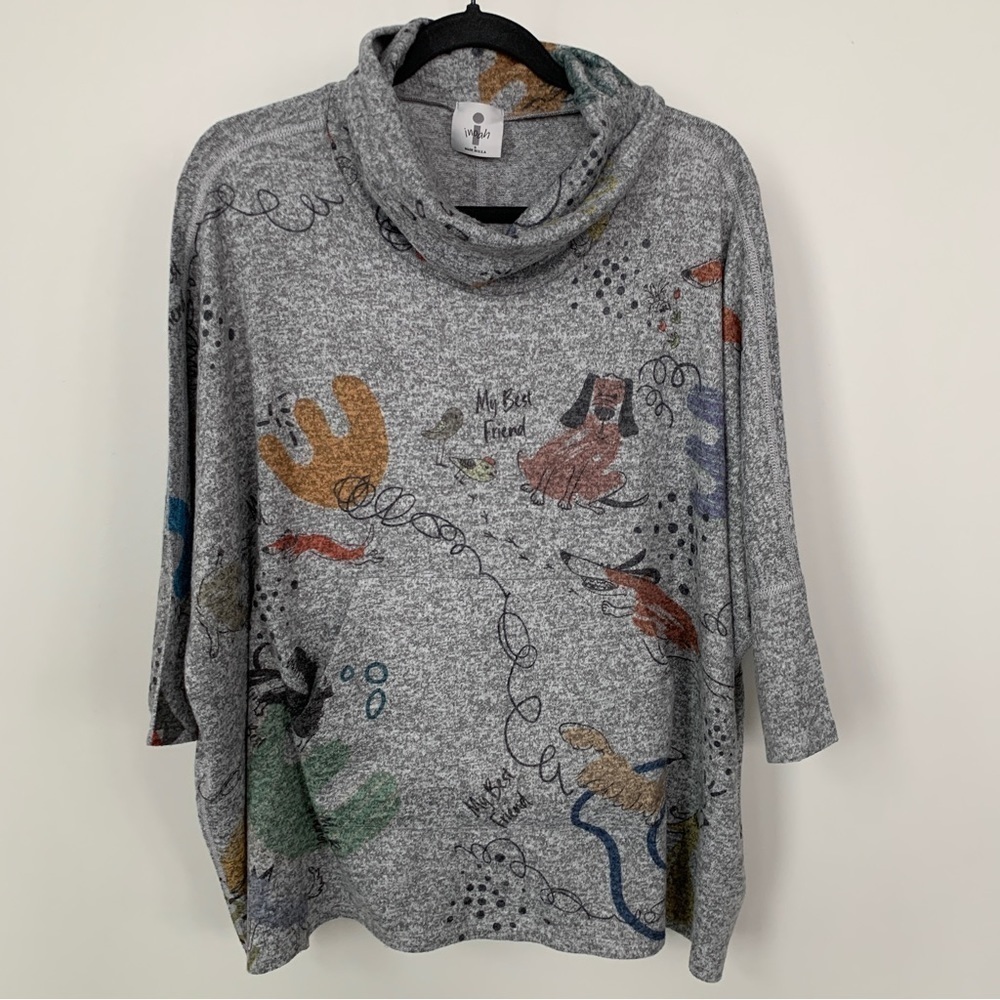 Artistic Gray Cowl Neck Sweatshirt